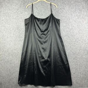 Rickie Freeman Teri Jon Satin Slip Dress Womens 18 Black Quiet Luxury Minimalist